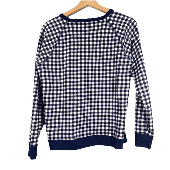 Draper James Natalie Sweatshirt Gingham Navy White Size M Checked Preppy Coastal - Picture 6 of 11